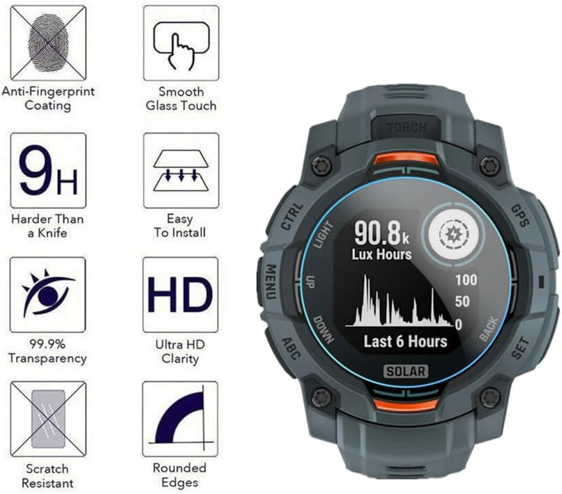 3/6/9pcs For Garmin Instinct 3 - Tempered Glass Screen 9H incelemesi ve fiyatı