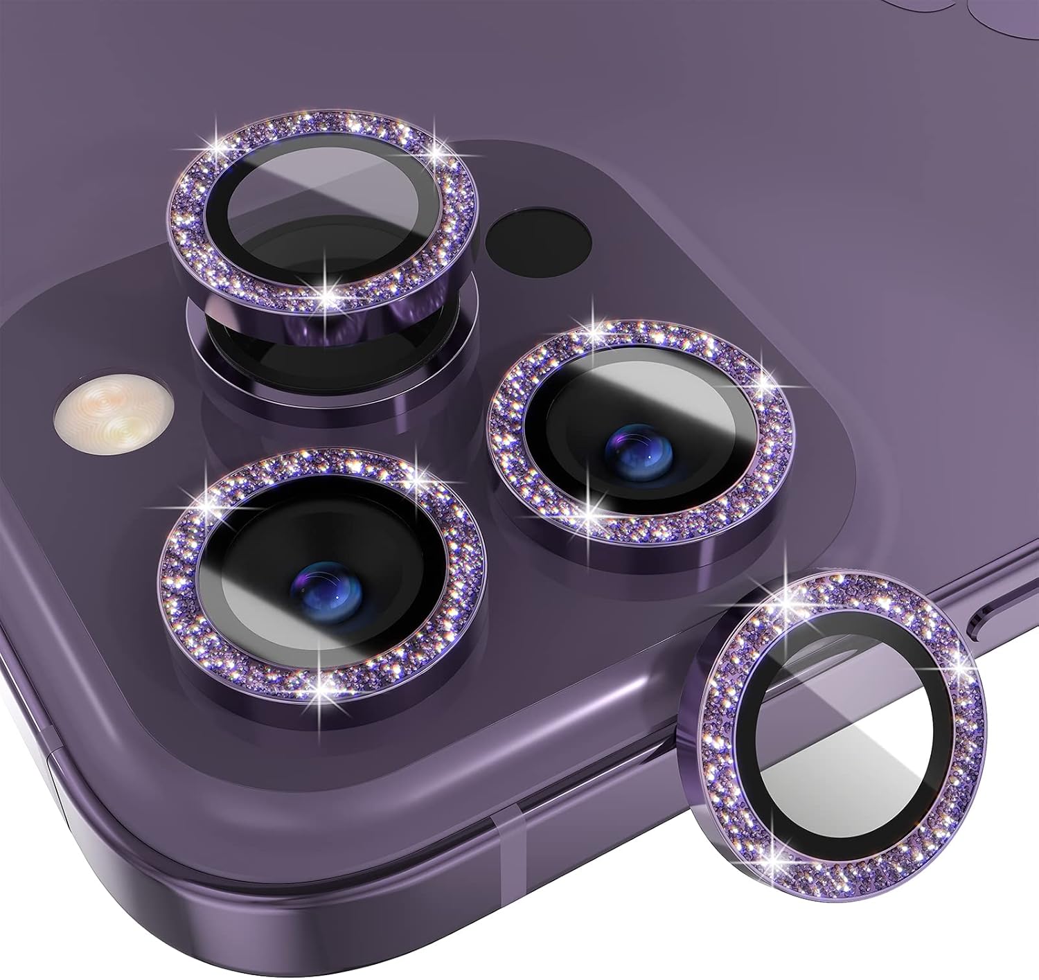 1Set Bling Glitter Purple Came - Tempered Glass Screen 9H incelemesi ve fiyatı