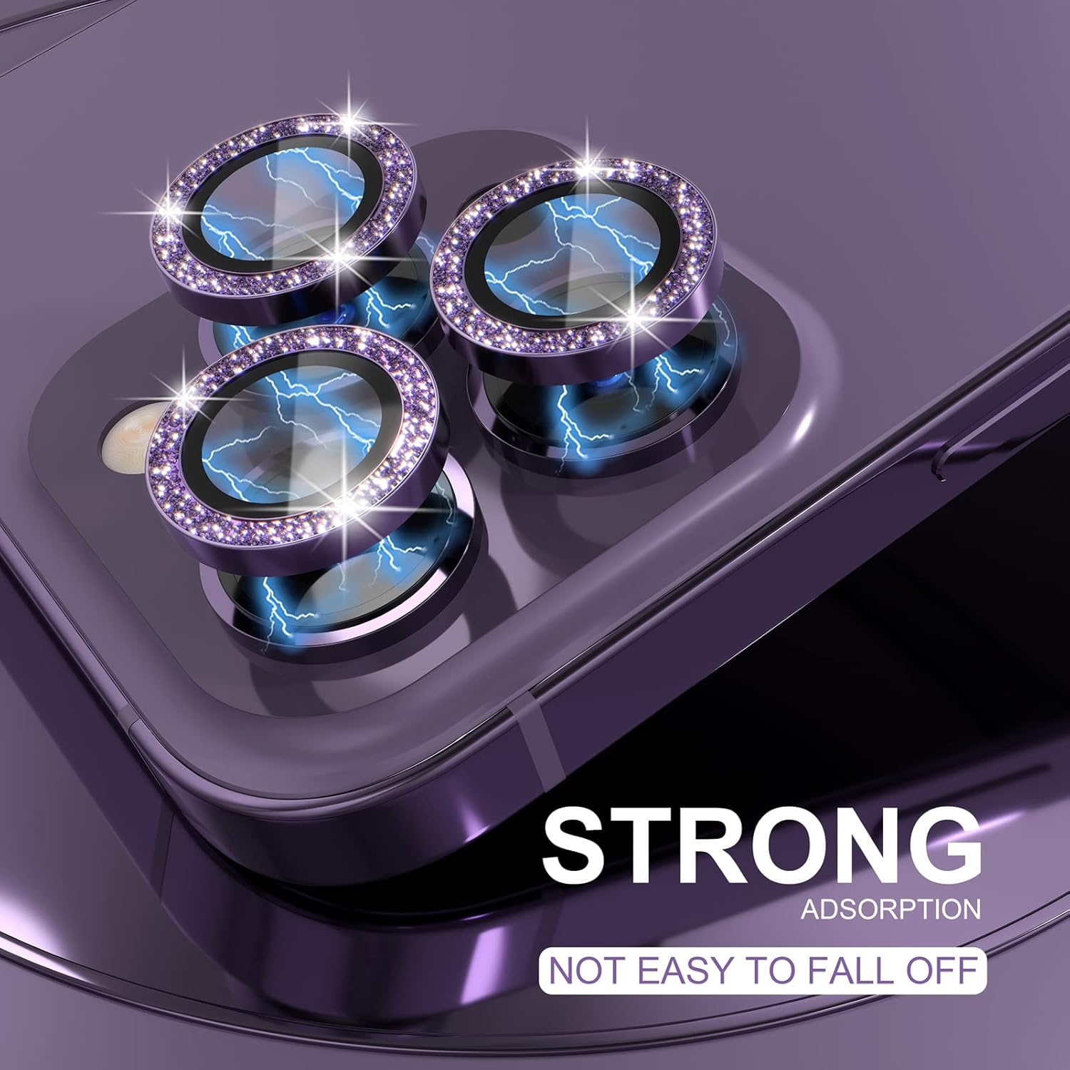 1Set Bling Glitter Purple Came - Tempered Glass Screen 9H incelemesi ve fiyatı