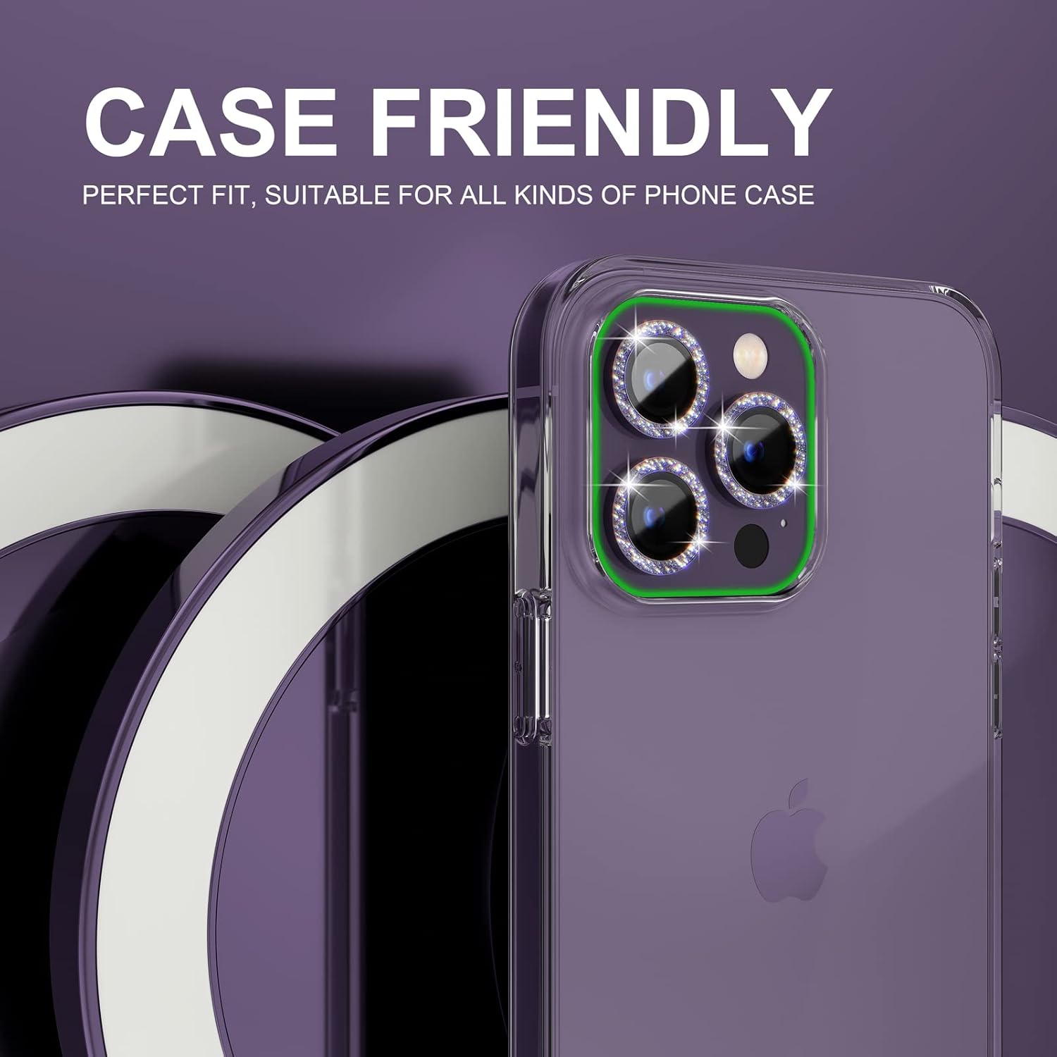 1Set Bling Glitter Purple Came - Tempered Glass Screen 9H incelemesi ve fiyatı