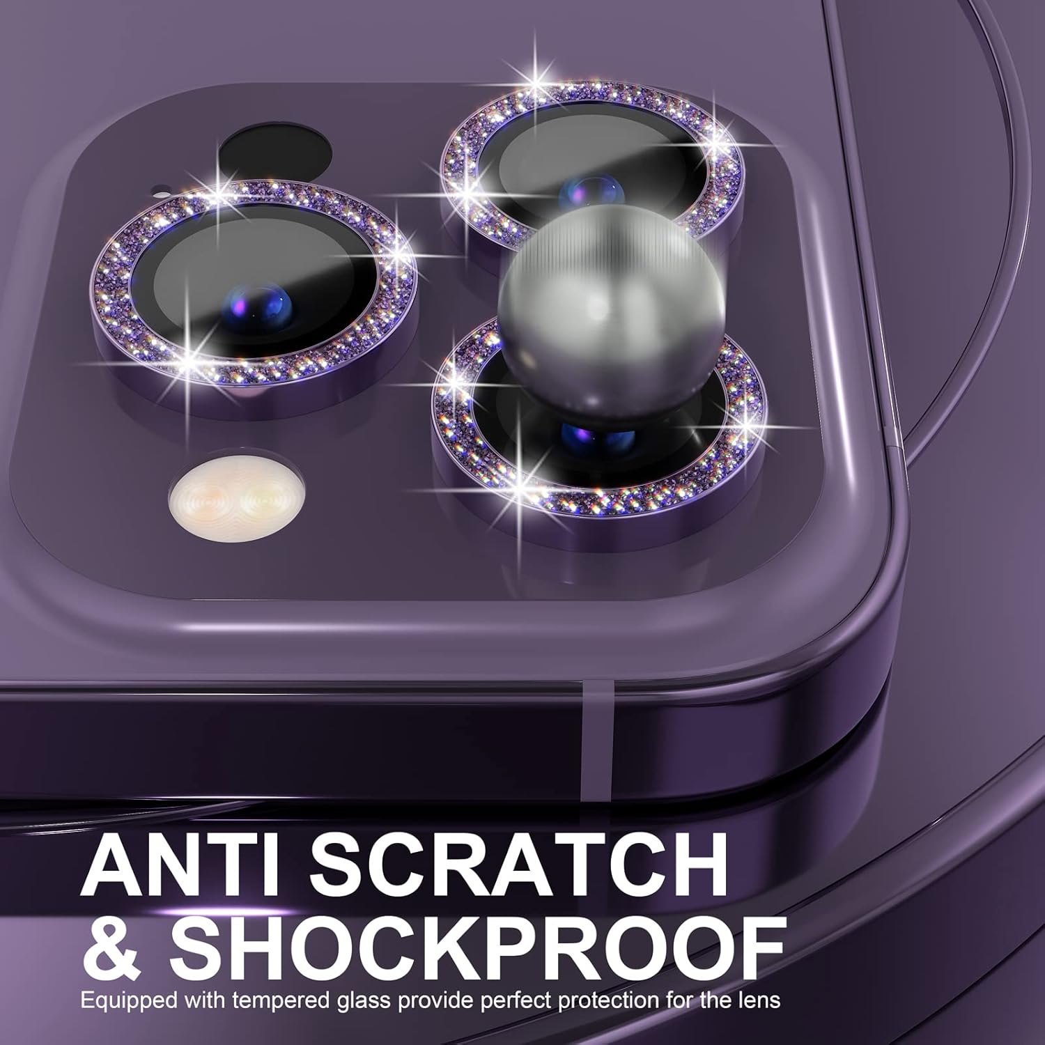 1Set Bling Glitter Purple Came - Tempered Glass Screen 9H incelemesi ve fiyatı